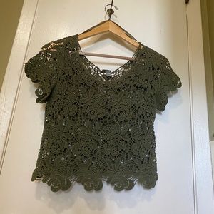 Hunter Green Lace Crop Top - Vanity